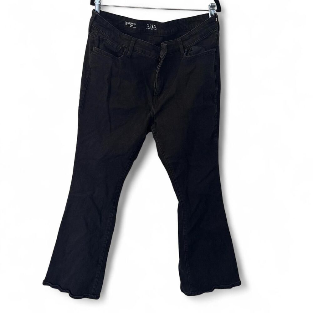 ANA Black High Rise Flare Jeans Women's 16W Stretch Plus Size Denim